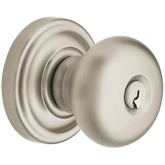 Baldwin Estate 5205 Keyed Classic Knob with Classic Rosette in Lifetime Satin Nickel finish