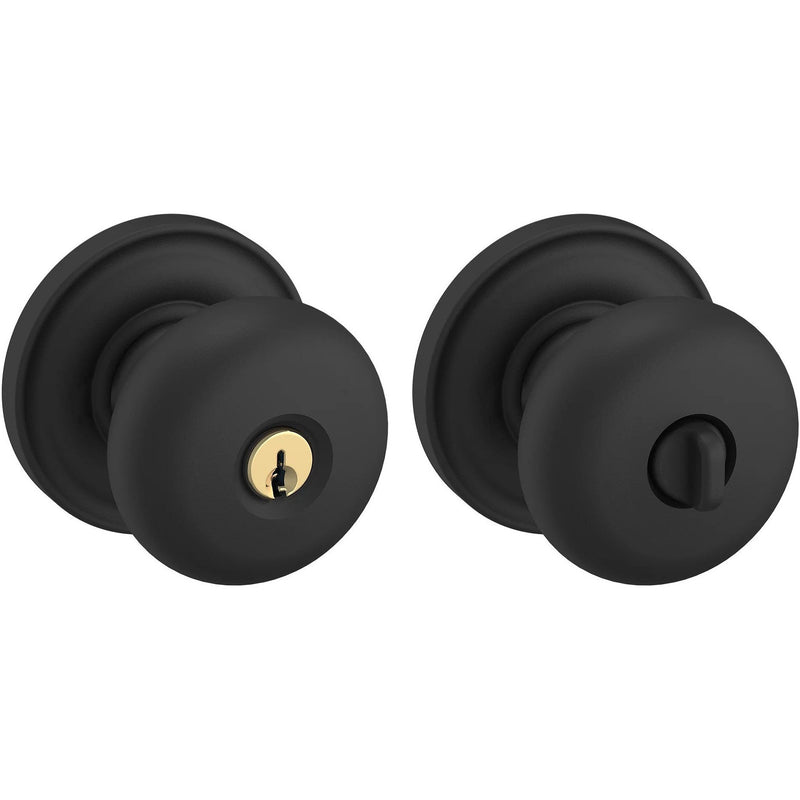 Baldwin Estate 5205 Keyed Classic Knob with Classic Rosette in Satin Black finish