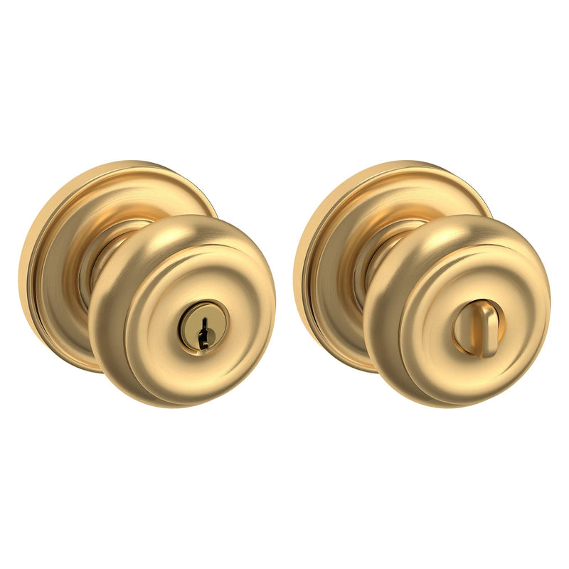 Baldwin Estate 5210 Keyed Colonial Knob with Classic Rose in Lifetime Satin Brass finish