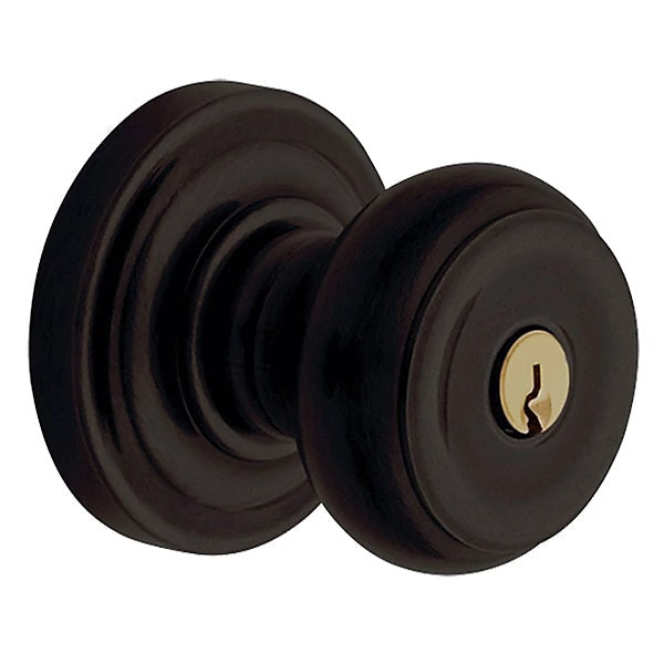 Baldwin Estate 5210 Keyed Colonial Knob with Classic Rose in Oil Rubbed Bronze finish