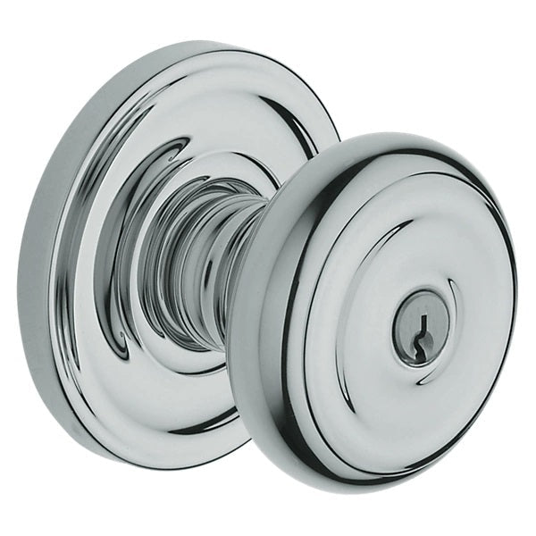 Baldwin Estate 5210 Keyed Colonial Knob with Classic Rose in Polished Chrome finish