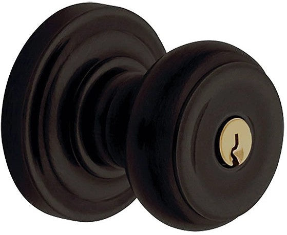 Baldwin Estate 5210 Keyed Colonial Knob with Classic Rosette in Oil Rubbed Bronze finish