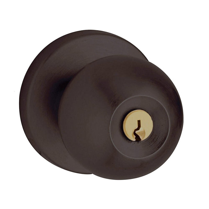 Baldwin Estate 5215 Keyed Contemporary Knob with Contemporary Rose in Oil Rubbed Bronze finish