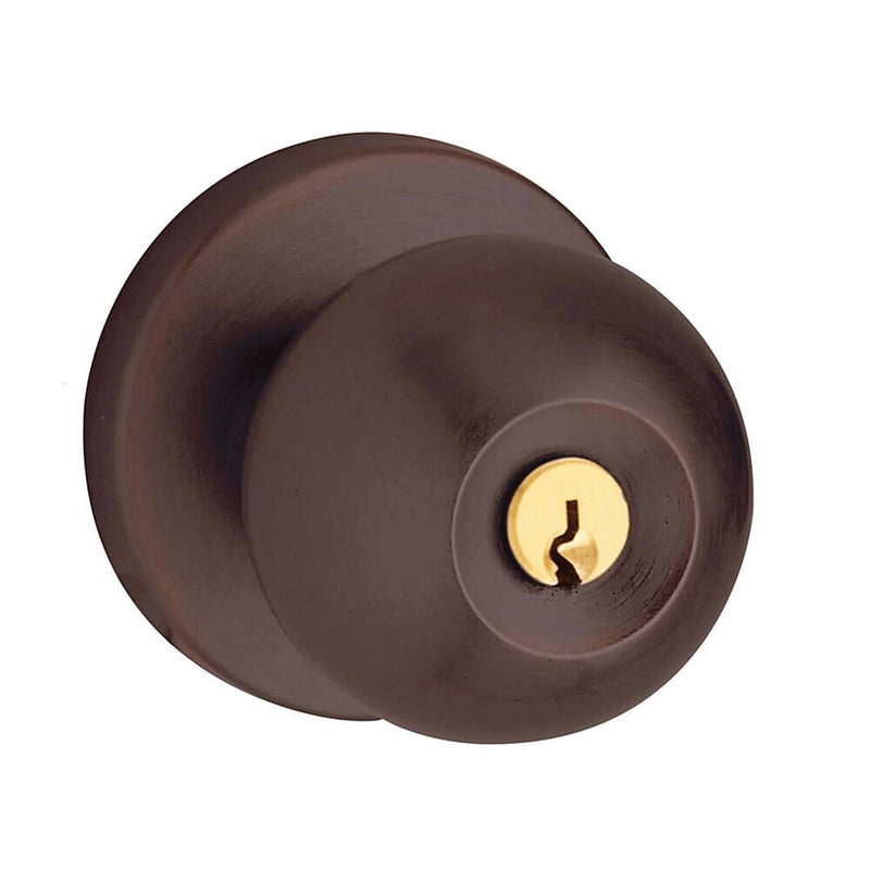 Baldwin Estate 5215 Keyed Contemporary Knob with Contemporary Rose in Venetian Bronze finish