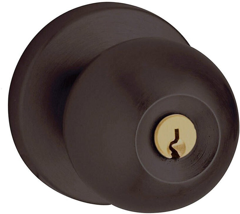 Baldwin Estate 5215 Keyed Contemporary Knob with Contemporary Rosette in Oil Rubbed Bronze finish