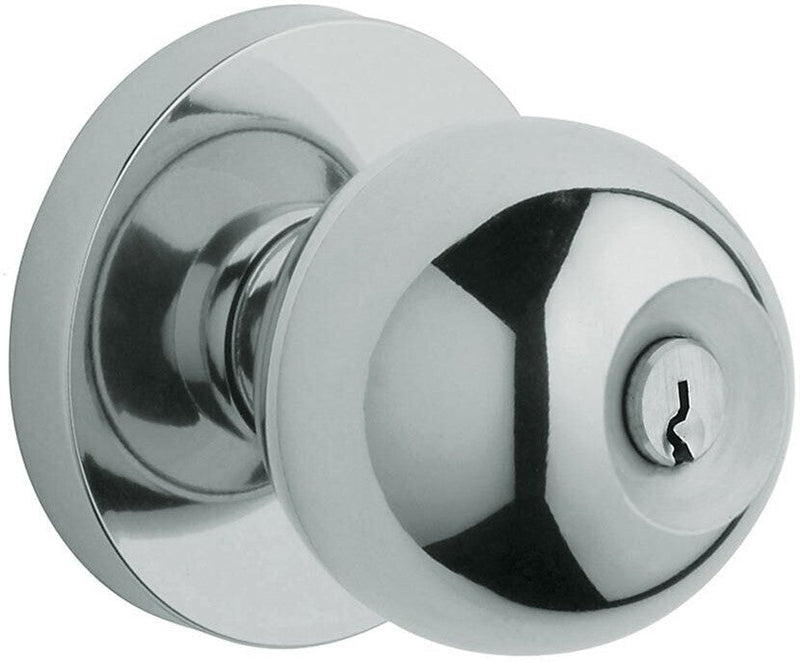 Baldwin Estate 5215 Keyed Contemporary Knob with Contemporary Rosette in Polished Chrome finish