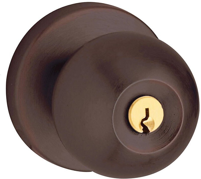 Baldwin Estate 5215 Keyed Contemporary Knob with Contemporary Rosette in Venetian Bronze finish