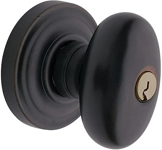 Baldwin Estate 5225 Keyed Egg Knob with Classic Rosette in Oil Rubbed Bronze finish