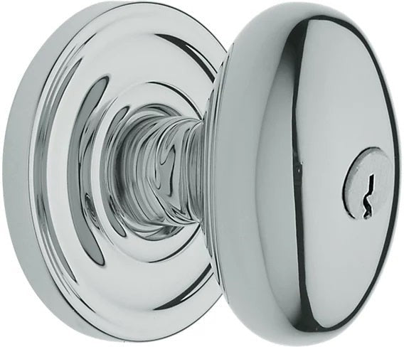 Baldwin Estate 5225 Keyed Egg Knob with Classic Rosette in Polished Chrome finish