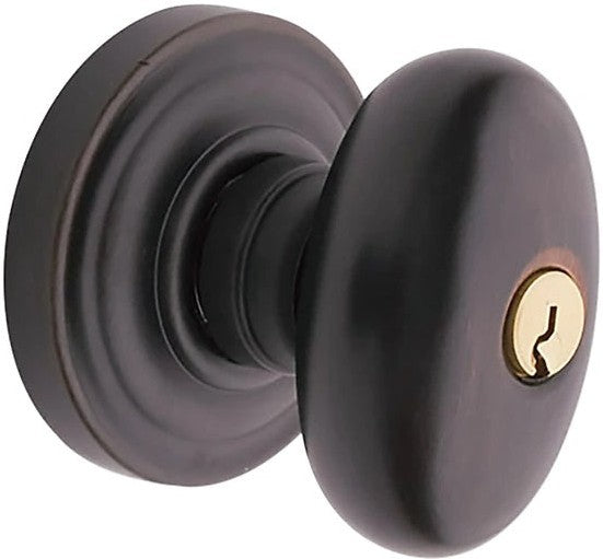 Baldwin Estate 5225 Keyed Egg Knob with Classic Rosette in Venetian Bronze finish