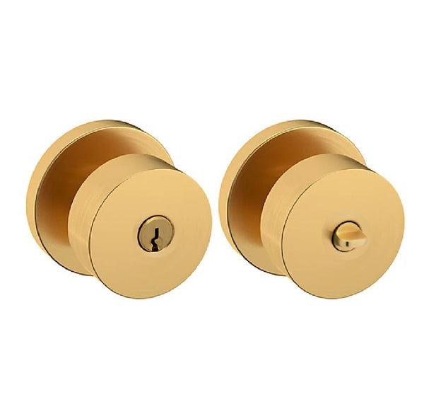 Baldwin Estate 5230 Keyed Contemporary Knob with Round Rose in Lifetime Satin Brass finish