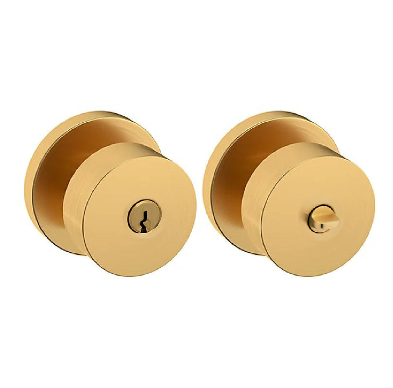 Baldwin Estate 5230 Keyed Contemporary Knob with Round Rose in Lifetime Satin Brass finish