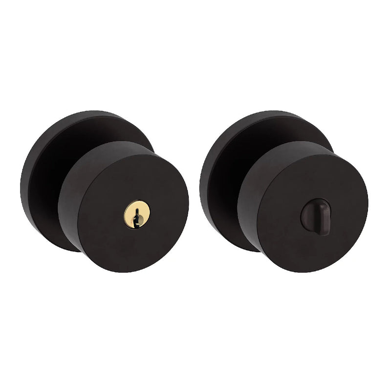 Baldwin Estate 5230 Keyed Contemporary Knob with Round Rose in Oil Rubbed Bronze finish