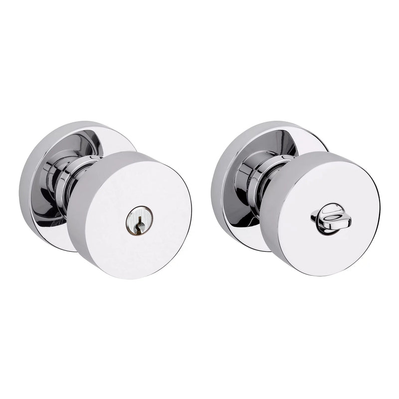 Baldwin Estate 5230 Keyed Contemporary Knob with Round Rose in Polished Chrome finish