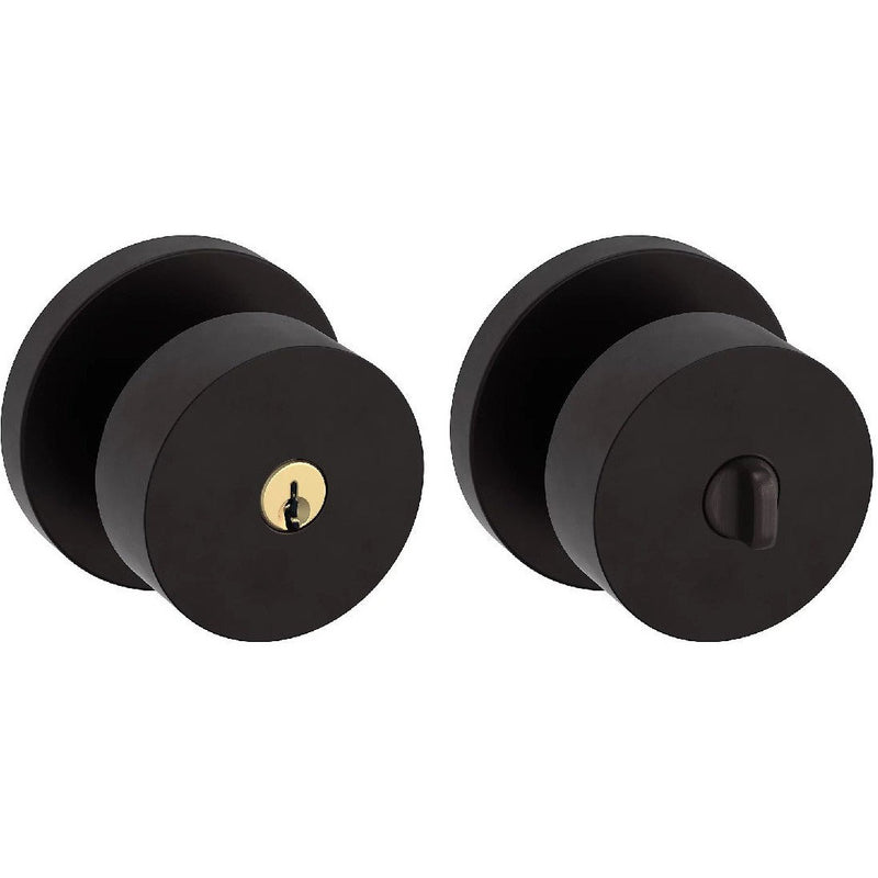 Baldwin Estate 5230 Keyed Contemporary Knob with Round Rosette in Oil Rubbed Bronze finish