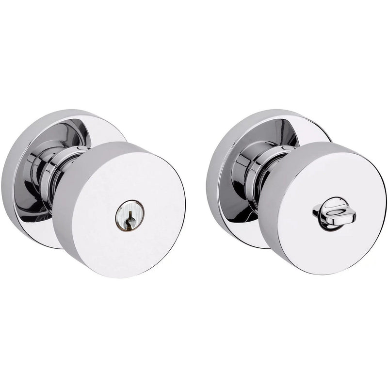 Baldwin Estate 5230 Keyed Contemporary Knob with Round Rosette in Polished Chrome finish