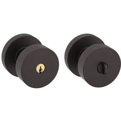 Baldwin Estate 5230 Keyed Contemporary Knob with Round Rosette in Satin Black finish