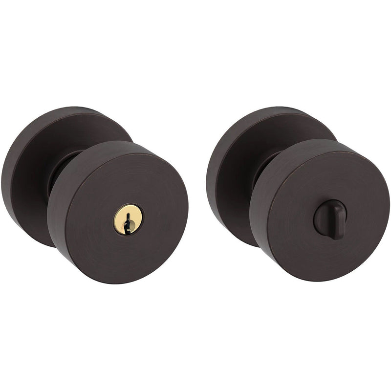 Baldwin Estate 5230 Keyed Contemporary Knob with Round Rosette in Venetian Bronze finish