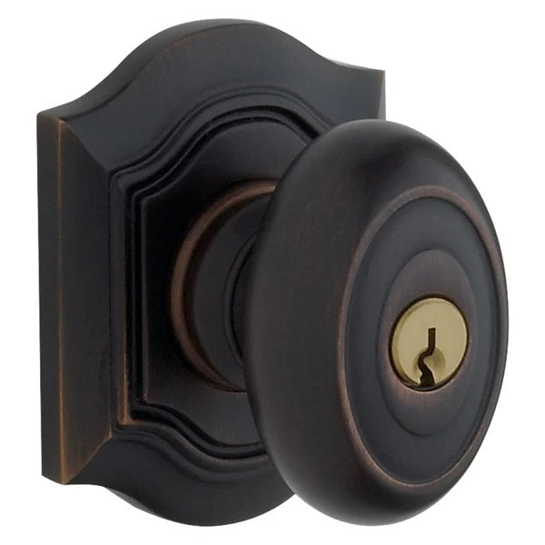 Baldwin Estate 5237 Keyed Bethpage Knob with Bethpage Rose in Oil Rubbed Bronze finish