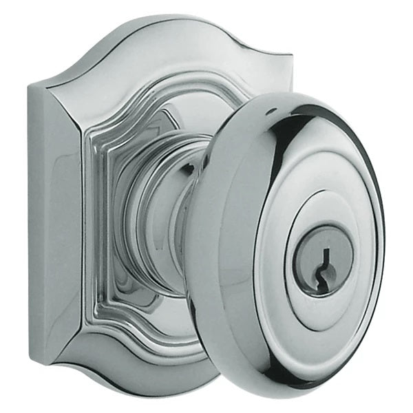 Baldwin Estate 5237 Keyed Bethpage Knob with Bethpage Rose in Polished Chrome finish