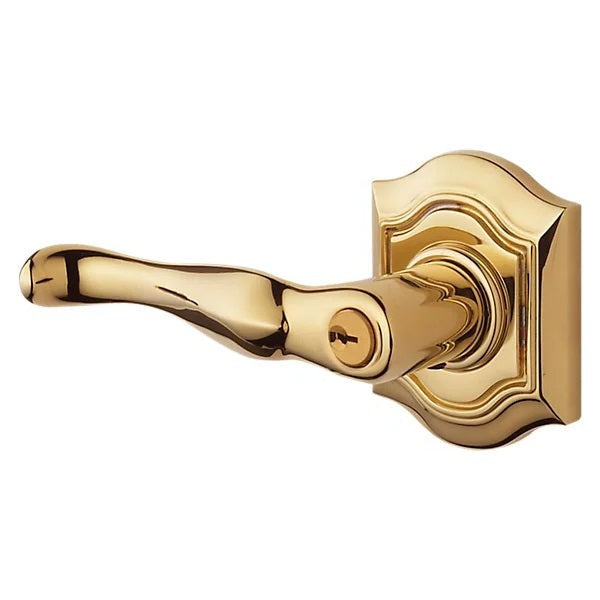 Baldwin Estate 5237 Keyed Bethpage Left Handed Lever with Bethpage Rose in Lifetime Polished Brass finish