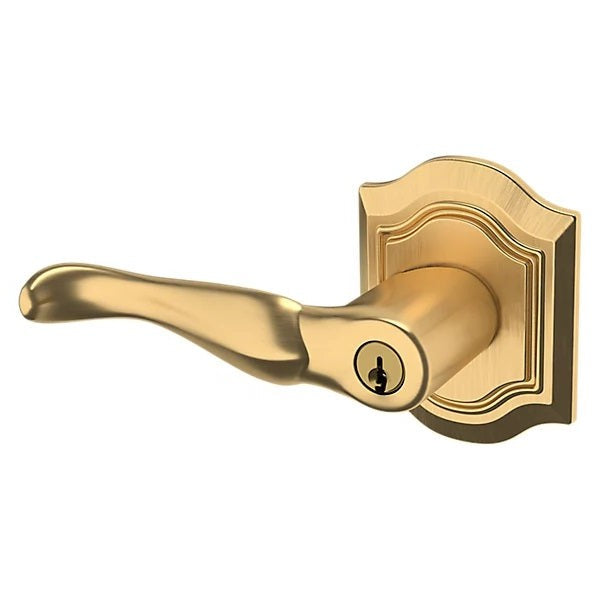 Baldwin Estate 5237 Keyed Bethpage Left Handed Lever with Bethpage Rose in Lifetime Satin Brass finish