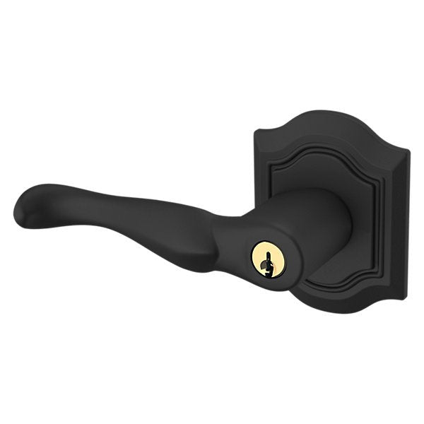 Baldwin Estate 5237 Keyed Bethpage Left Handed Lever with Bethpage Rose in Satin Black finish