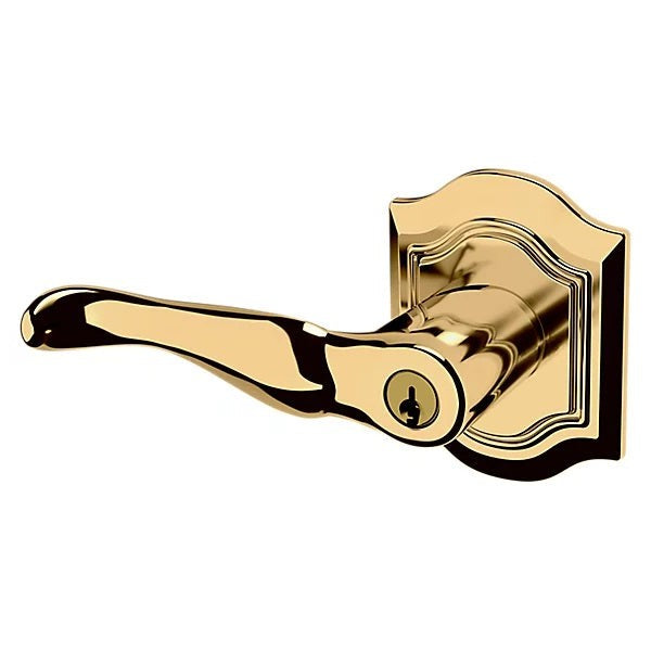 Baldwin Estate 5237 Keyed Bethpage Left Handed Lever with Bethpage Rose in Unlacquered Brass finish