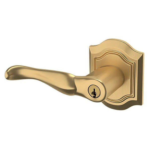 Baldwin Estate 5237 Keyed Bethpage Left Handed Lever with Bethpage Rose in Vintage Brass finish