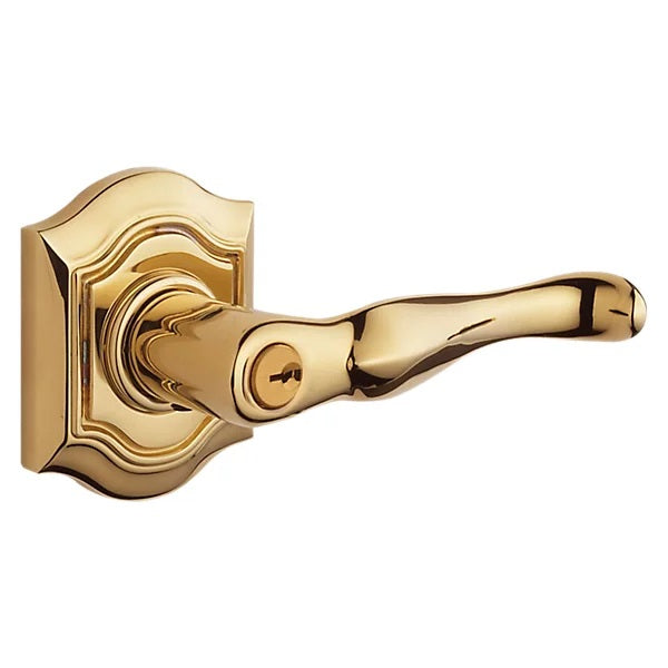 Baldwin Estate 5237 Keyed Bethpage Right Handed Lever with Bethpage Rose in Lifetime Polished Brass finish