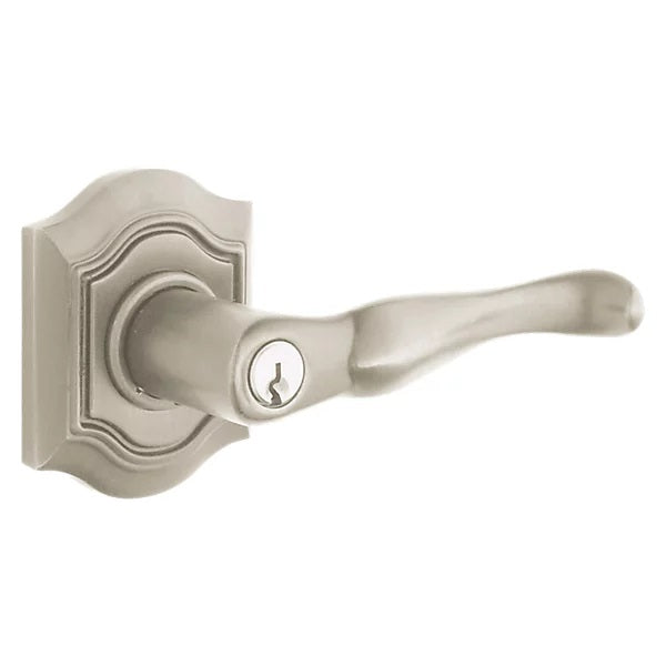 Baldwin Estate 5237 Keyed Bethpage Right Handed Lever with Bethpage Rose in Lifetime Satin Nickel finish