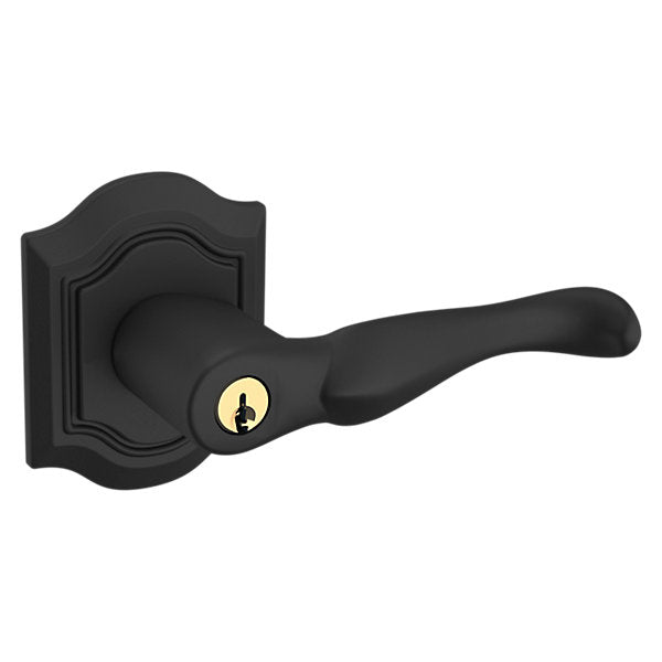 Baldwin Estate 5237 Keyed Bethpage Right Handed Lever with Bethpage Rose in Satin Black finish