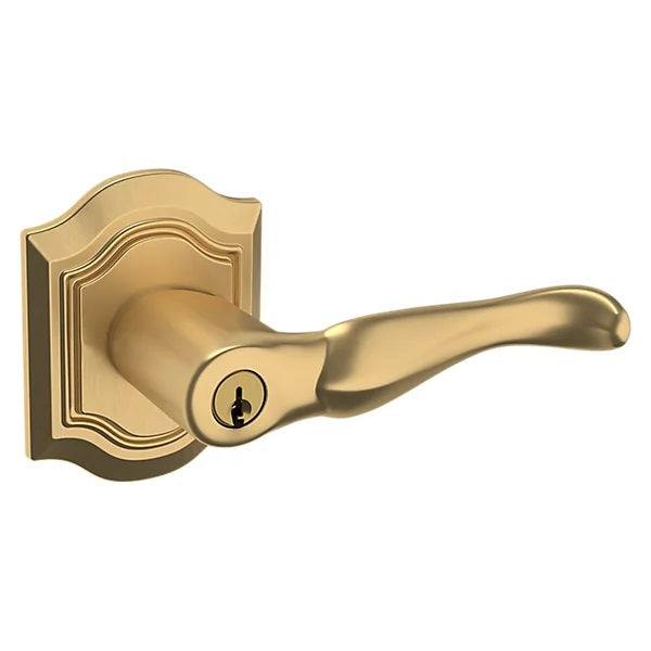 Baldwin Estate 5237 Keyed Bethpage Right Handed Lever with Bethpage Rose in Vintage Brass finish