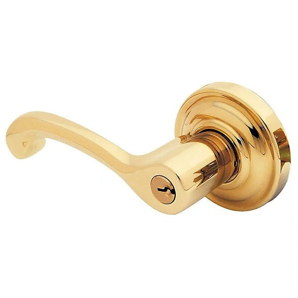 Baldwin Estate 5245 Keyed Classic Left Handed Lever with Classic Rose in Lifetime Polished Brass finish