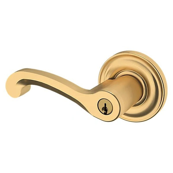 Baldwin Estate 5245 Keyed Classic Left Handed Lever with Classic Rose in Lifetime Satin Brass finish