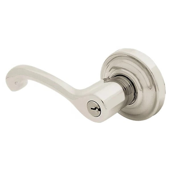 Baldwin Estate 5245 Keyed Classic Left Handed Lever with Classic Rose in Lifetime Satin Nickel finish