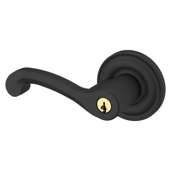 Baldwin Estate 5245 Keyed Classic Left Handed Lever with Classic Rose in Satin Black finish