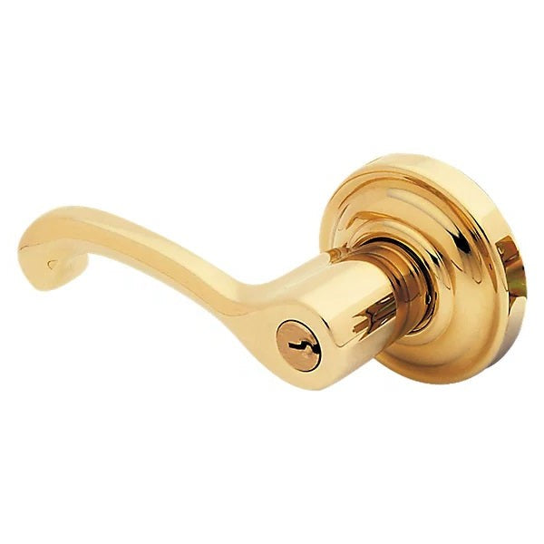 Baldwin Estate 5245 Keyed Classic Left Handed Lever with Classic Rose in Unlacquered Brass finish