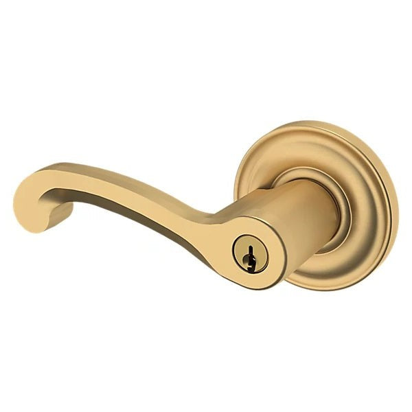 Baldwin Estate 5245 Keyed Classic Left Handed Lever with Classic Rose in Vintage Brass finish