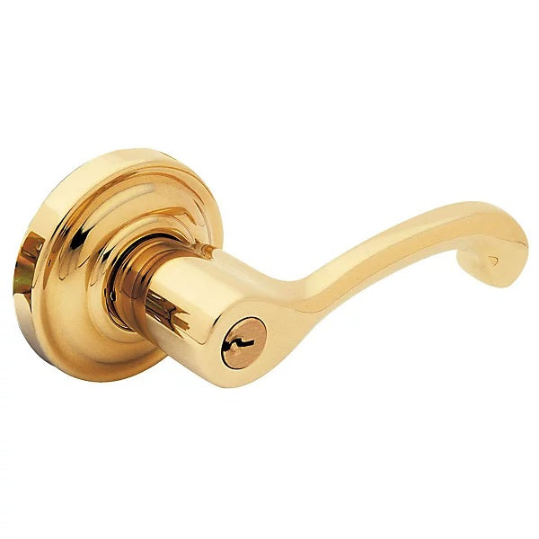 Baldwin Estate 5245 Keyed Classic Right Handed Lever with Classic Rose in Lifetime Polished Brass finish