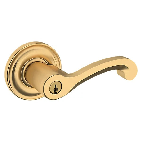 Baldwin Estate 5245 Keyed Classic Right Handed Lever with Classic Rose in Lifetime Satin Brass finish