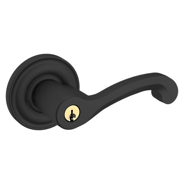 Baldwin Estate 5245 Keyed Classic Right Handed Lever with Classic Rose in Satin Black finish