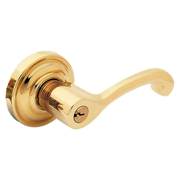 Baldwin Estate 5245 Keyed Classic Right Handed Lever with Classic Rose in Unlacquered Brass finish