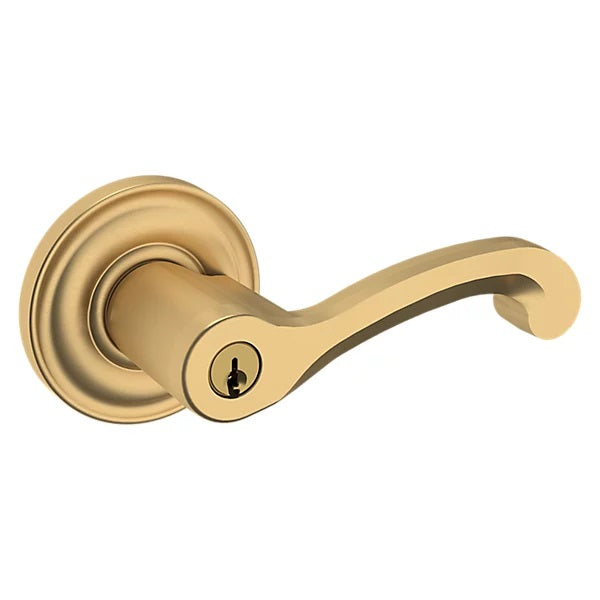 Baldwin Estate 5245 Keyed Classic Right Handed Lever with Classic Rose in Vintage Brass finish