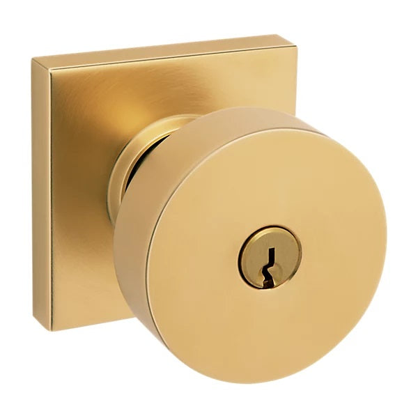 Baldwin Estate 5250 Keyed Contemporary Knob with Square Rose in Lifetime Satin Brass finish