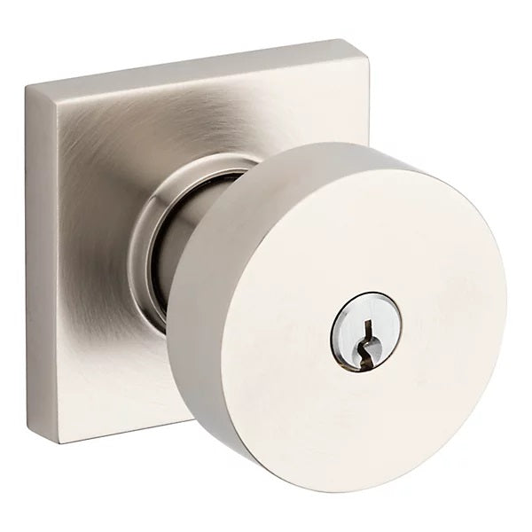 Baldwin Estate 5250 Keyed Contemporary Knob with Square Rose in Lifetime Satin Nickel finish