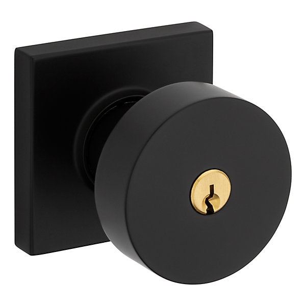 Baldwin Estate 5250 Keyed Contemporary Knob with Square Rose in Satin Black finish