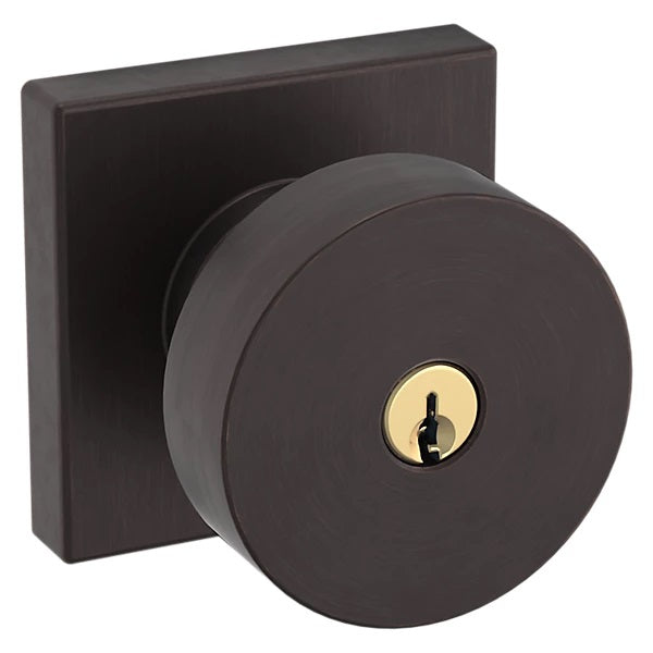 Baldwin Estate 5250 Keyed Contemporary Knob with Square Rose in Venetian Bronze finish