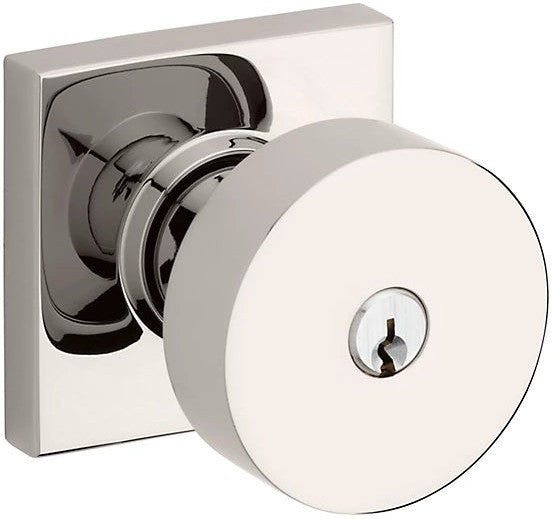 Baldwin Estate 5250 Keyed Contemporary Knob with Square Rosette in Lifetime Polished Nickel finish