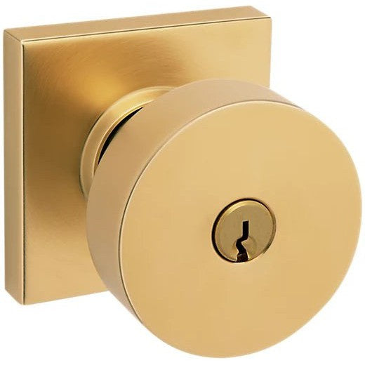 Baldwin Estate 5250 Keyed Contemporary Knob with Square Rosette in Lifetime Satin Brass finish